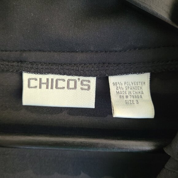 Chico's Open Front Top 3 = XL Black Ruffles Topper Bolero Shrug Witchcore Sheer - Picture 8 of 9